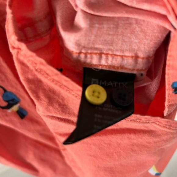 Matix Boys Orange Toucan Short Sleeve Button Up Shirt, Sz Large - Picture 8 of 14